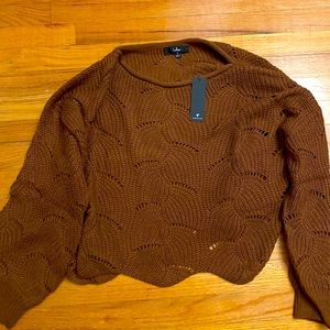 Lulu’s Brown Loose Knit Sweater in Size S!